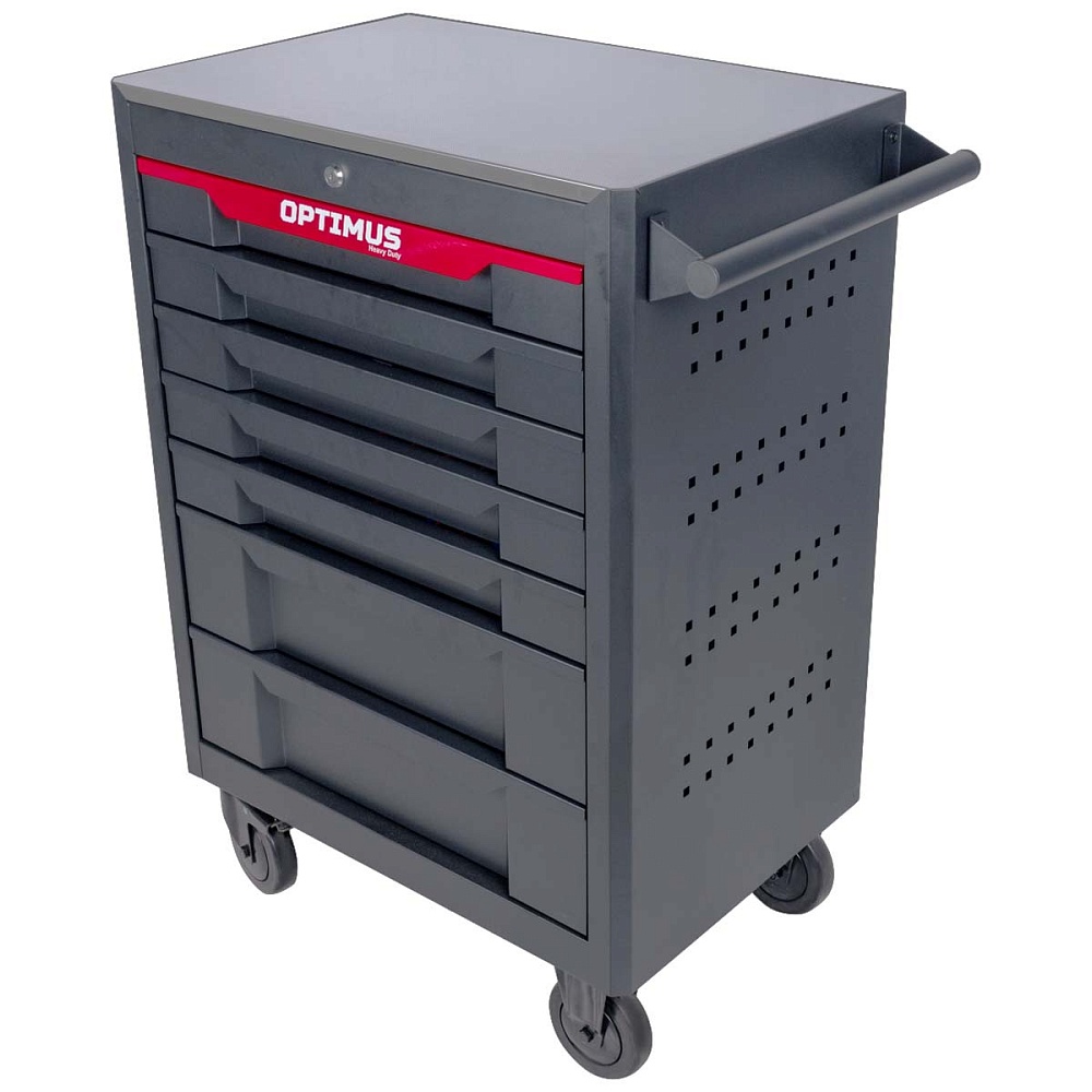OPT-717M Тележка инструментальная 7 полок с набором инструментов, металлическая столешница OPTIMUS