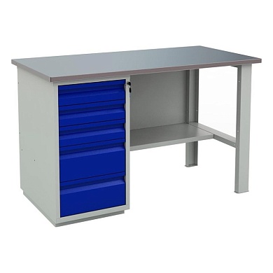 Верстак однотумбовый, тумба 5 ящиков, оц. Столешница 140 мм