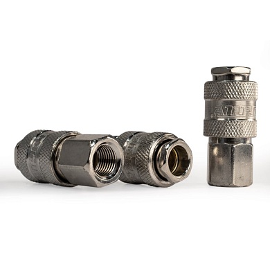 Штуцер мама с внутренней резьбой 1/4F, никелированная сталь, 50шт