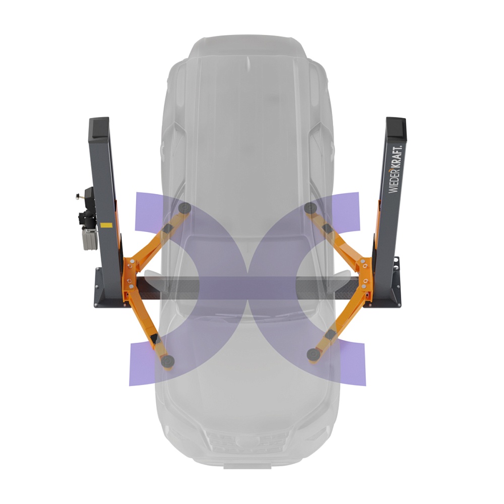 WDK-522/380 Подъемник двухстоечный с нижней синхр. 4000 кг, одност. разбл., выс.подъема 110-1920 мм, Wiederkraft