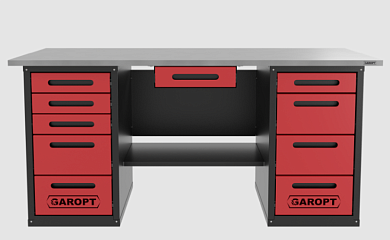 Верстак с ящиком двухтумбовый 4 ящиков /5 ящиков 1800*700 красный GAROPT, GT1800Y1Y4Y5.red